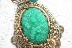 Vintage Carved Jade Green Glass